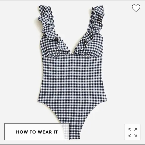 J. Crew Swim J Crew Gingham Ruffle One Piece Bathing Suit Poshmark